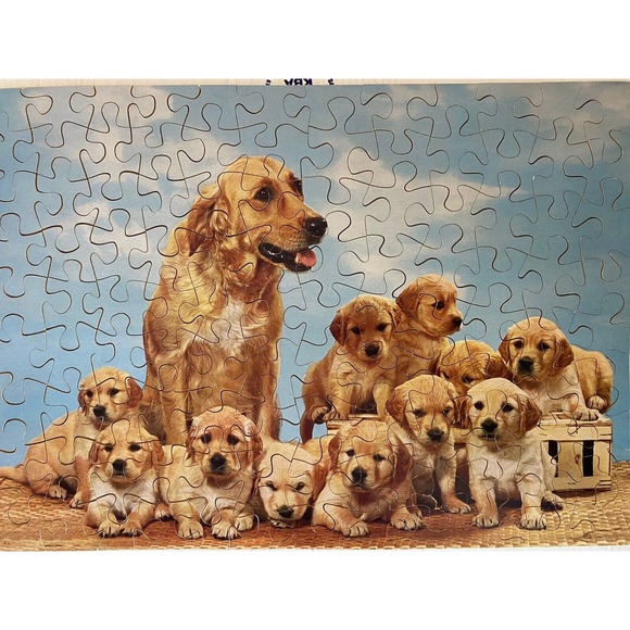 Penelope Plumm Other - WOOD PENELOPE PUZZLE BERN SWITZERLAND Mother Dog & Puppies Wooden VINTAGE